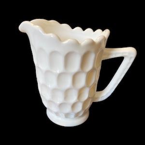 Vintage Antique Westmoreland Milk Glass Paneled Grape Design Pitcher