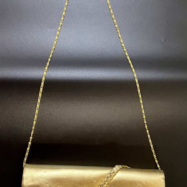 Long Vintage Gold Formal Evening Clutch Purse with Removeable Chain Strap