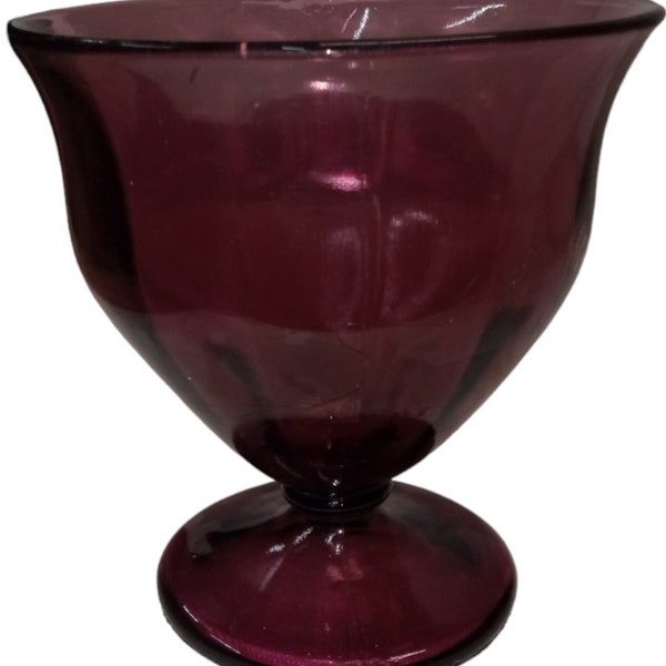 Amethyst Glass Candy Bowl Vase Antique Flared Top Vintage Round Base