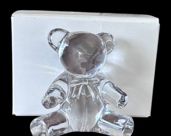 Ralph Lauren Crystal Glass Teddy Bear Paperweight Vintage