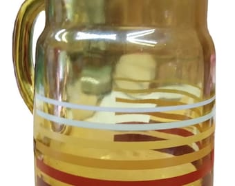 Pichet en verre rayé ambré vintage Plats de service à collectionner Verres Ustensiles de cuisine