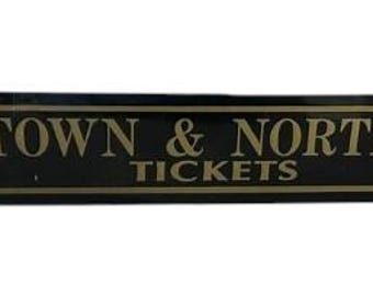 Youngstown & Northern RR Tickets Antique Jalousie Glass Sign
