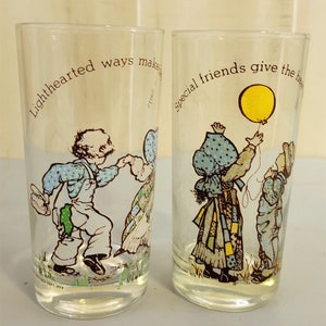 Vintage Holly Hobbie Glass 16oz Tumbler 1970s American Greetings Corp