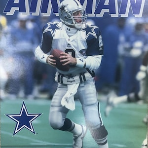 Vintage Troy Aikman #8 Dallas Cowboys Starline Poster (White Jersey)