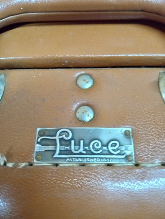 LUCE Brown Leather Hardshell Suitcase Vintage Tra… - image 4