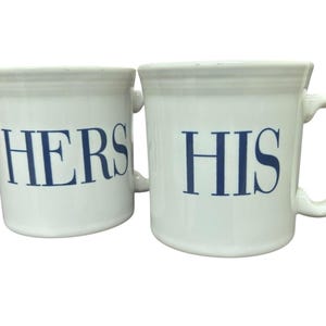 Fiesta - White His and Hers Java Handle Mugs Homer Laughlin Ceramic Cup Pair