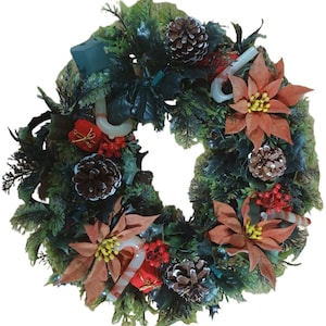 Christmas 60s Kitchy Festive Wreath Lights Up Battery Operated Decoration