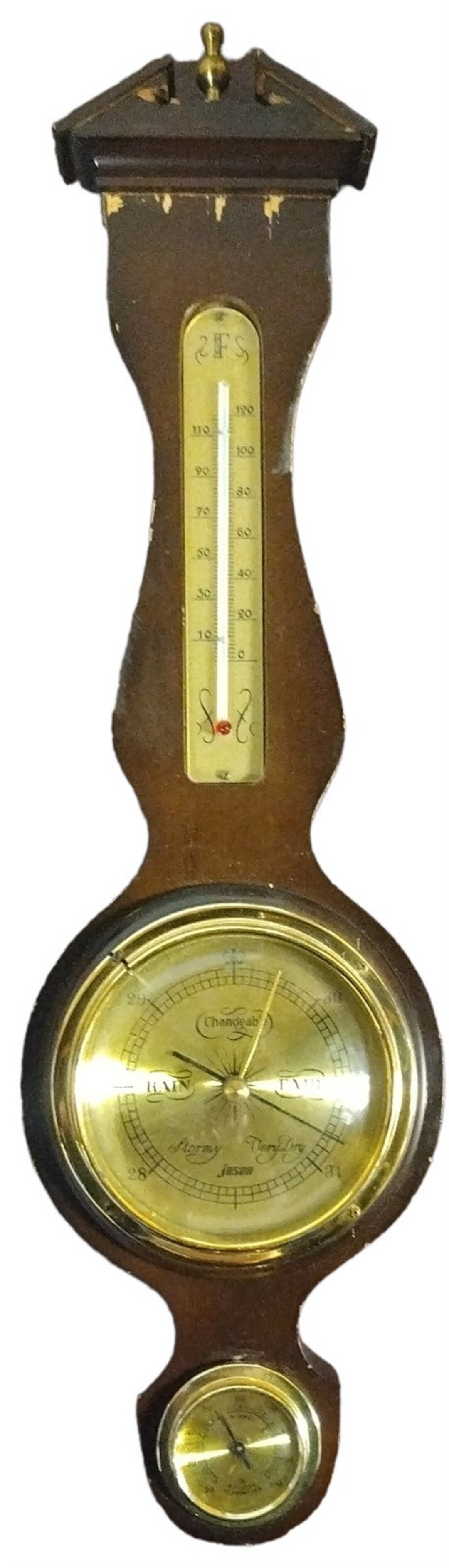 Vintage Wooden Gold Jason Barometer With Thermometer Weather Etsy