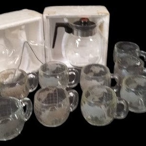Nestle Weltkarte Kaffeekanne Tassen Antik Set 10er Vintage