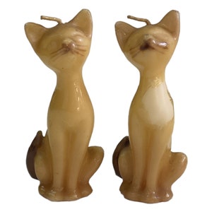 Cat Candles Antique Set of 2 Mid-Century Modern 4&quot; High