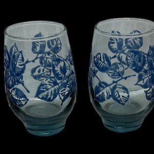 Libbey Saft Glas Antik Blau Eventide Vintage Rahmte Blätter 4er Set