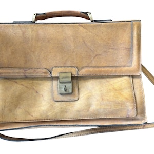 Crown New York Leather Messenger Bag Light brown