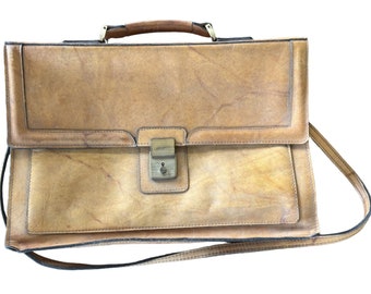 Crown New York Leather Messenger Bag Light brown