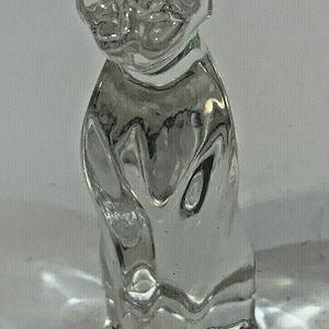 Vintage 1988 Franklin Mint Clear Glass Cat 3 1/4 Inch Tall