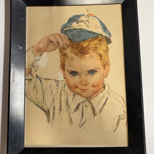 Northern Paper Mills American Boy (Blonde w/Baseball Cap) Print by Francis Hook