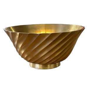 Vintage 70s Curved Wave Brass Bowl Trinket Dish 1970 India Key Holder