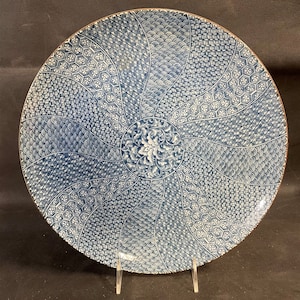 Vintage Kozan Gama Klin Blue Japanese Porcelain Serving China Plate