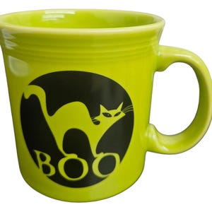 Fiesta - Taza con asa de gato BOO verde hierba limón HLC para café