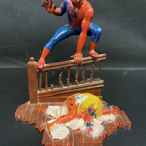 1974 Aurora Built Up and Painted Spiderman Comic Scene Model