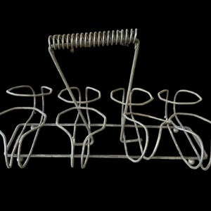 Metal Wire Vintage Gold 8 Cup Caddy Beverage Holder Carrier Rack MCM Mid Century