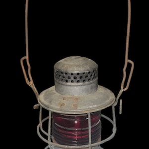 Antique New York Central System Railroad Adlake Kero Red Glass Lantern
