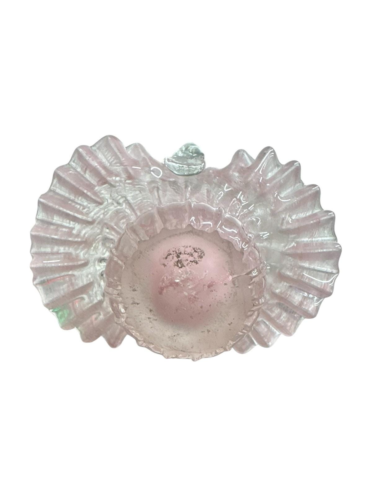 バスケット ヴィンテージ ピンクガラス フェントン リップルリム