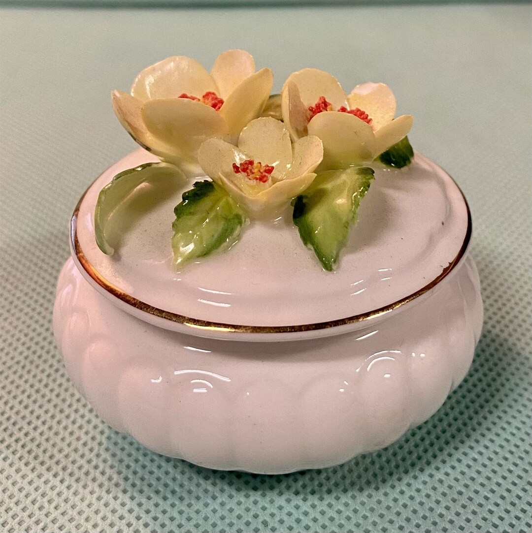 Napcoware Bone China Jewelry Box With 3D Yellow Flowers and Etsy Canada