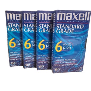 Maxwell Standard Grade VHS Blank Tapes Six Hours T-120 Set of 4 Video Cassette