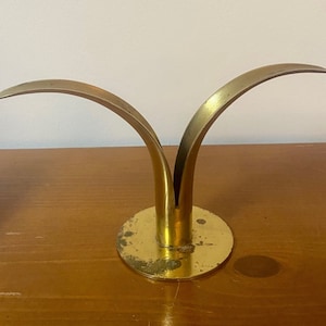 MCM Vintage Brass Candlestick Holder Lily Ystad Metal By Ivar Alenius Bjork