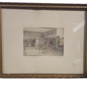 Vintage Signed Wallace Nutting Hand Tinted Watercolor Print A Chair for John