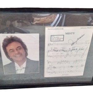 Johnny Mathis Framed Sheet Music & Picture Autographed Vintage Collectible
