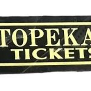 May include: A rectangular black sign with gold lettering and a gold border. The text reads "ATCHISON, TOPEKA & SANTA FE TICKETS". The sign appears to be aged or vintage.