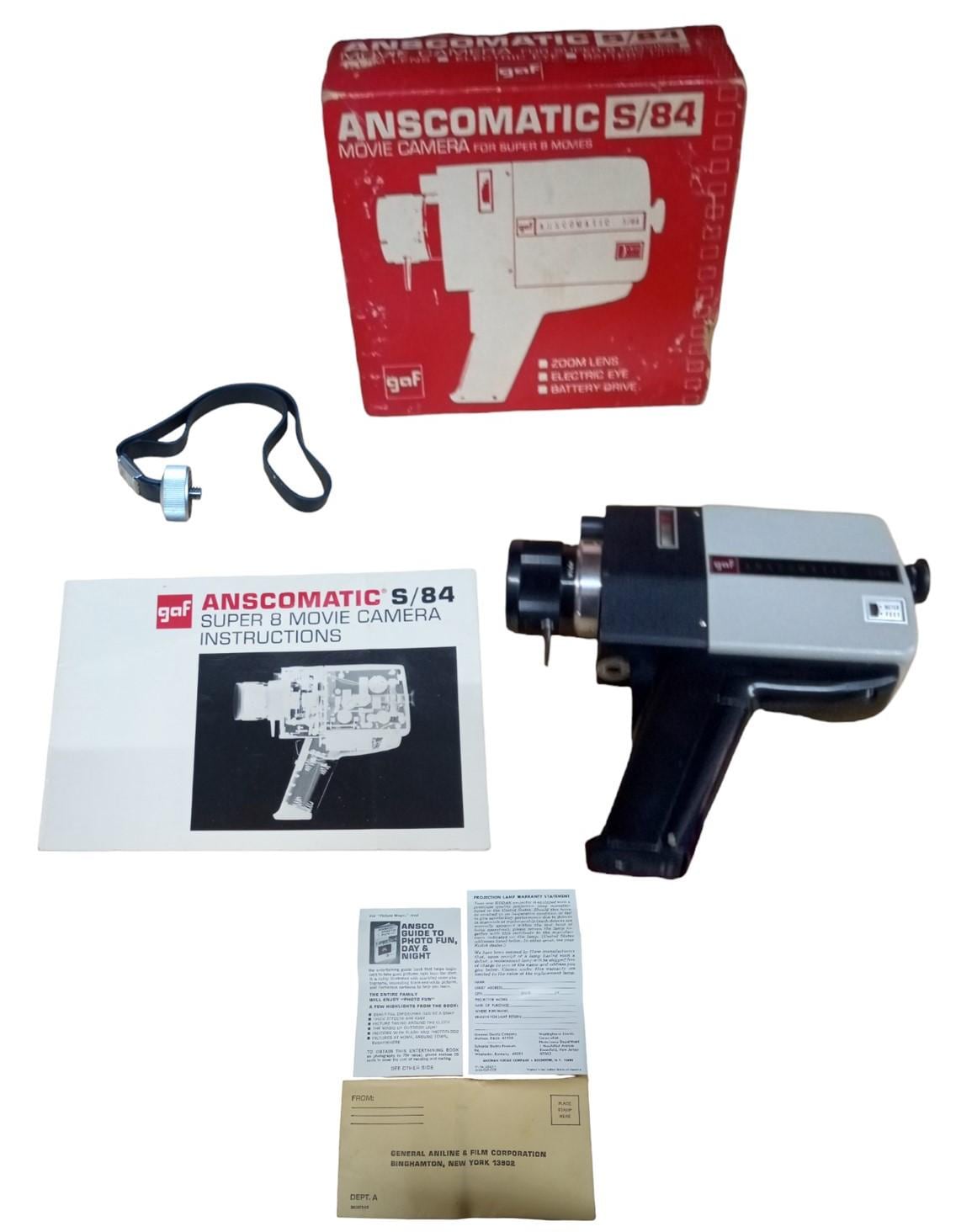 GAF Anscomatic S/84 Super 8 Movie Camera Vintage Collectible