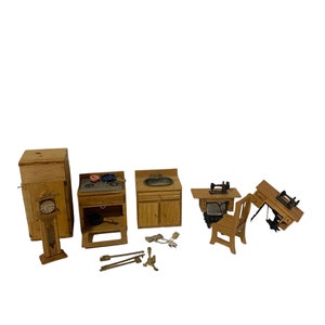 Doll House Miniature Furniture Set By Town House Vintage Made 15 Pieces