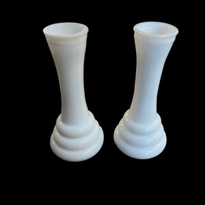Randall Milk Glass Vintage MCM Bud Vases Set of Two