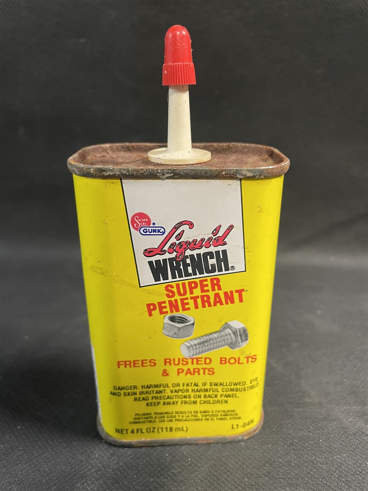 Antique Liquid Wrench Super Penetrant Collectible Tin Can-Solder Seal