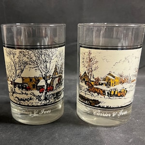 Vintage Arby&#39;s Currier and Ives Winter Christmas Farmhouse Glasses