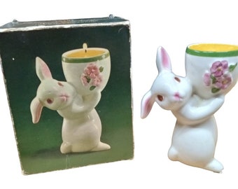 Avon Sunny Bunny Candle Holder Vintage Collectible Decorative Floral