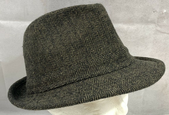 Men's Tweed Wool Blend Fedora Hat, Brown/Black, S… - image 1