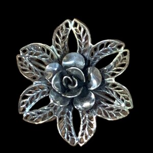 Vintage 925 Sterling Silver By Jewelart Filigree Style Floral Brooch Flower Pin