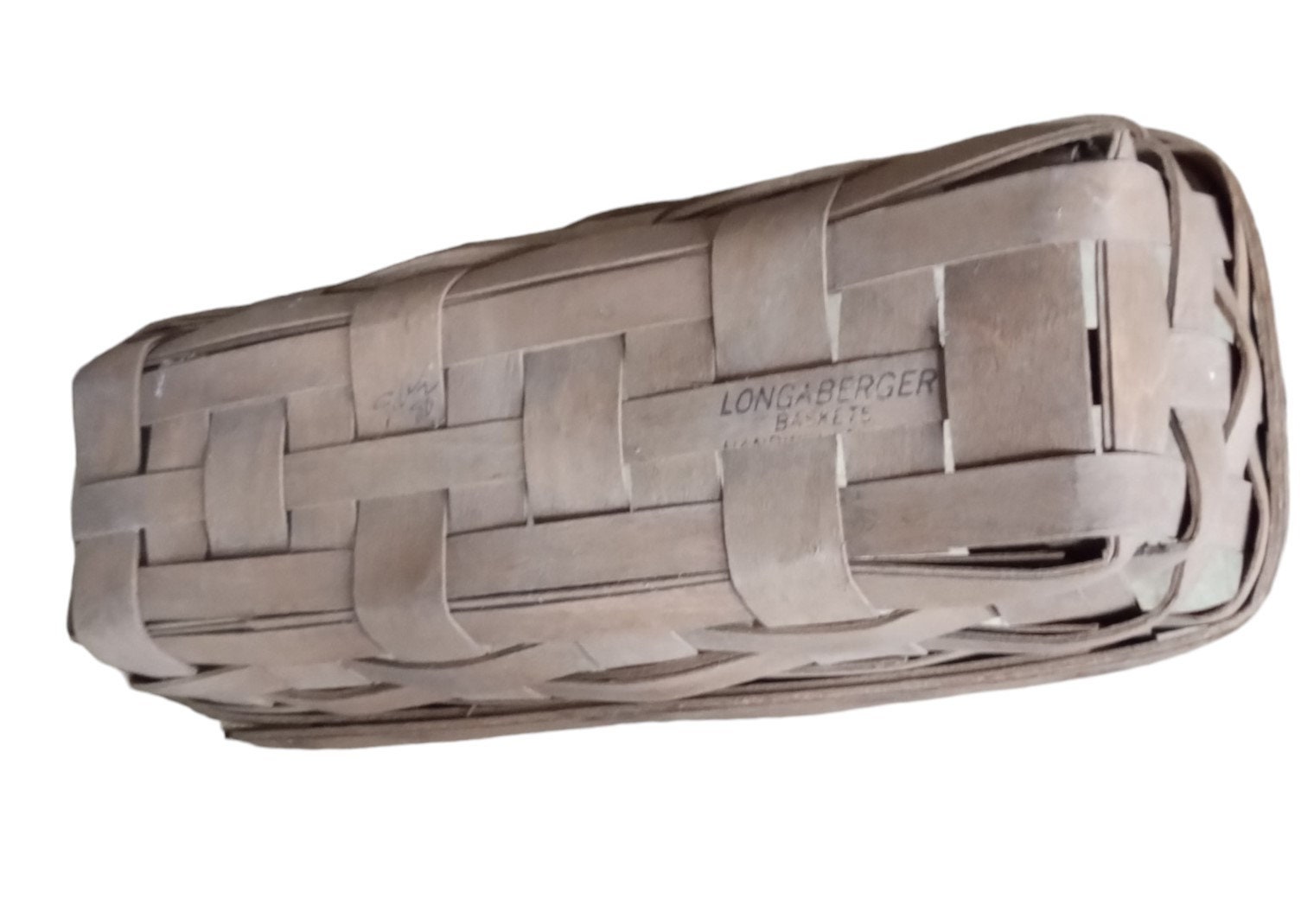 ロンガバーガーバスケット ヴィンテージ 手編み 長方形 固定ハンドル