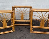 Vintage Rattan Mid Century Modern Bohemian Style Nesting Tables