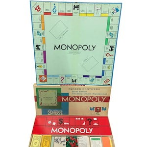 Monopoly Game Vintage Parker Brothers 1961 Board All Pieces