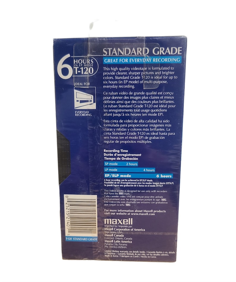 Maxwell Standard Grade VHS Blank Tapes Six Hours T120 Set of Etsy