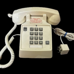 Desk Phone Radio Shack Push Button Dial Tan Coil Cord Vintage