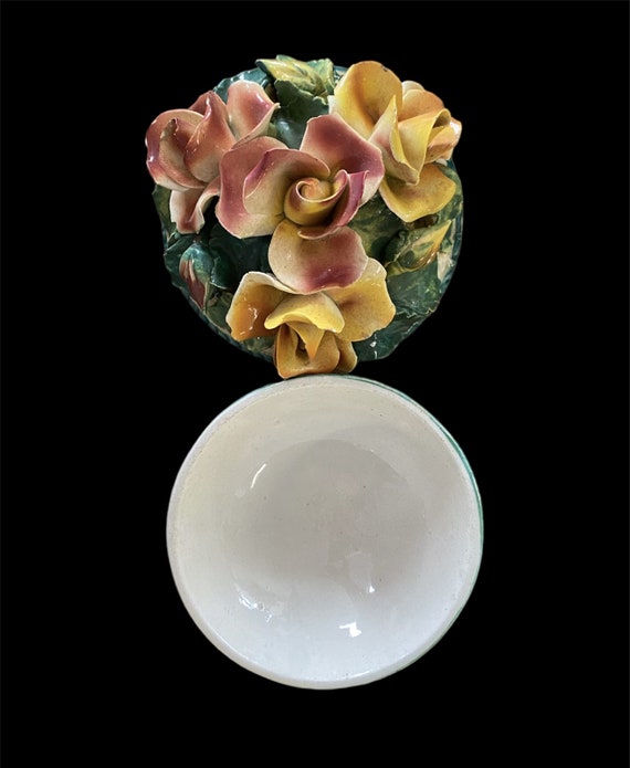 Ceramic Flower Trinket Box Italy VI - image 2