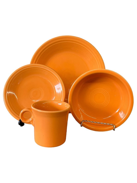 Fiesta Tangerine Orange 4pc Place Setting Homer Laughlin Ceramic