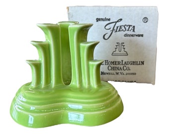 Fiesta - Chartreuse Green Tripod Pyramid Candleholder Homer Laughlin Ceramic HLC