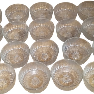 Arcoroc France Cut Crystal Bowl Antique Starburst Salad Bowl Vintage Set of 19