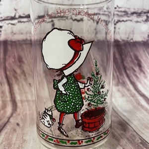 Vintage Holly Hobbie Christmas Glass 16oz Tumbler 1977 Coca-Cola